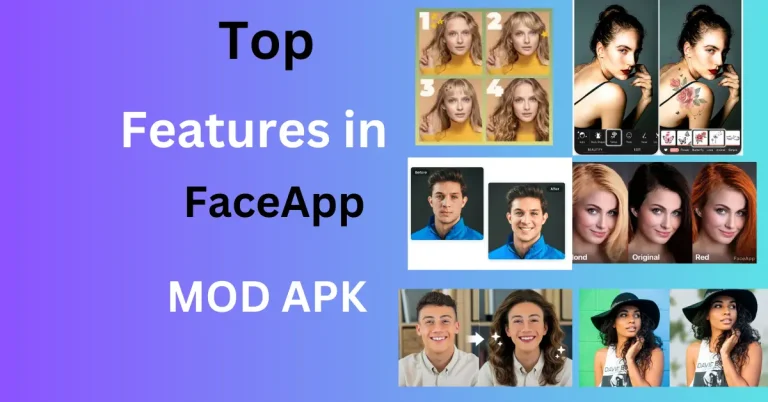 "FaceApp Mod APK showcasing top photo editing features like AI filters, background changer, and style transformations"